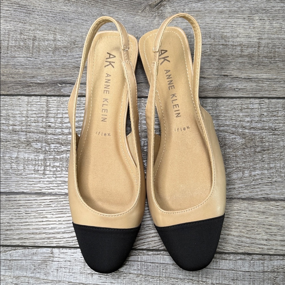 Anne Klein Beige and Black Flats